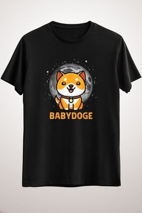 Unisex Siyah Baby Doge Coin Crypto Moon, Cryptocurrency Shiba Babydoge Classic T-shirt CR1124