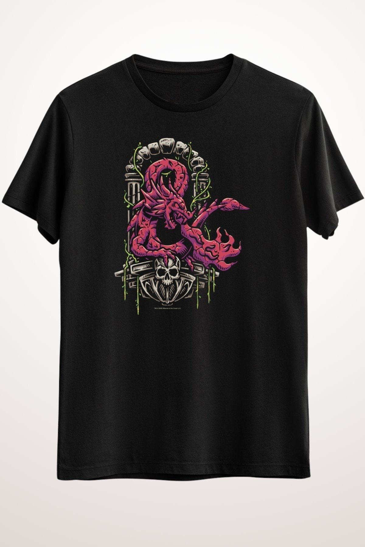 GreenMint Black Dungeons & Dragons Simbolul Dragonului Pentru Bărbați - Unisex - XL