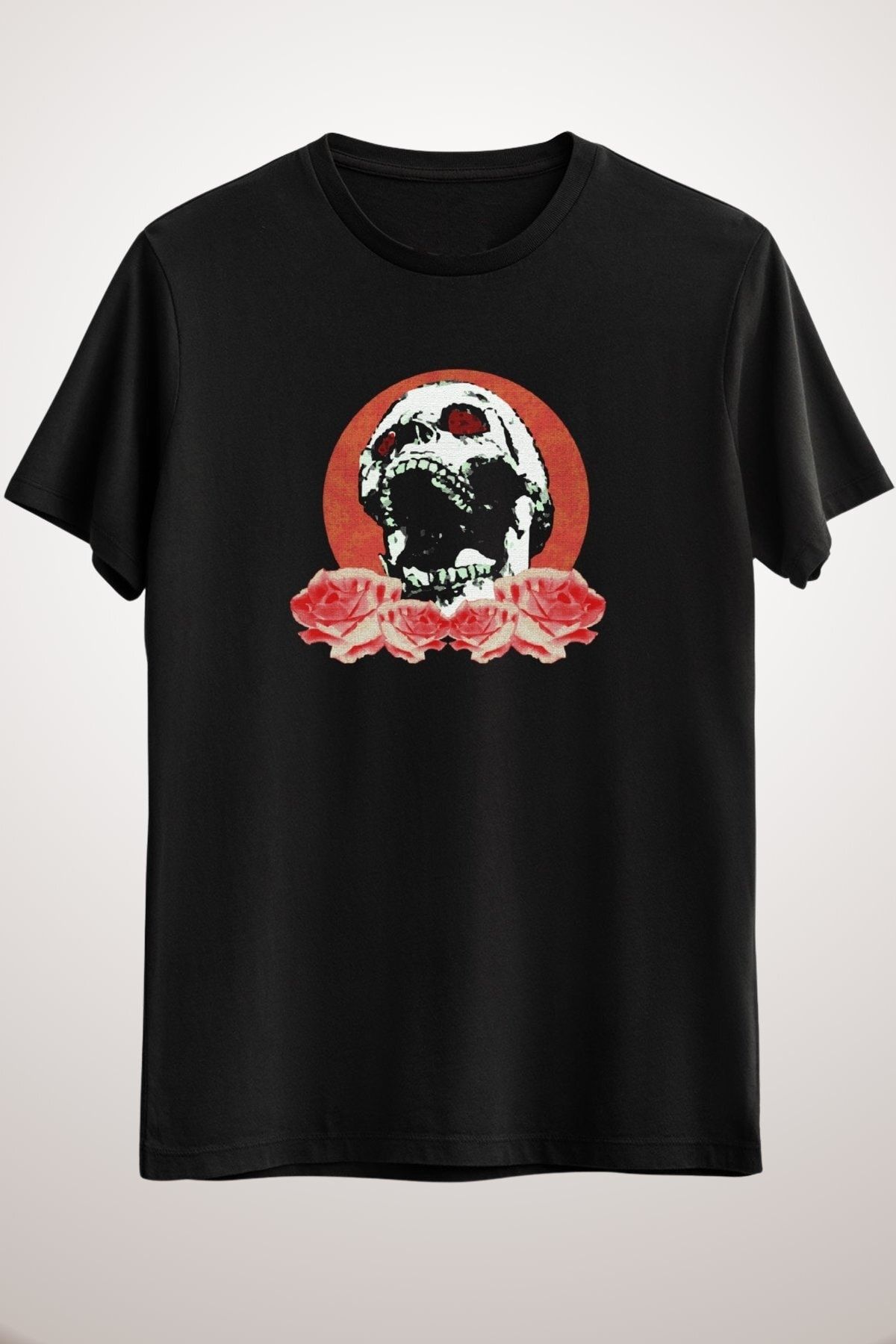 GreenMint-Tatuaj pentru bărbați cu trandafiri cu craniu negru 1