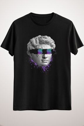 Unisex Siyah Solana Sol Blind Statue Crypto Modern Art Cryptocurrency Essential T-shirt CR4092