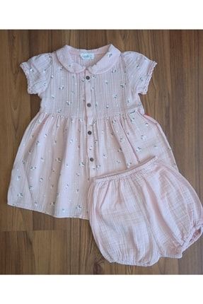 Kız Bebek Müslin Kumaş Külotlu Elbise 22YKK3368
