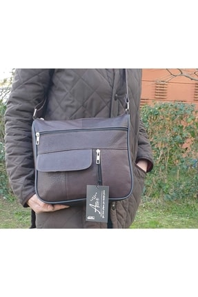 atter Hakiki Deri Kahverengi Kadın Çanta