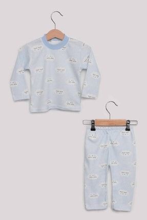 Bulut Desenli Bebek Pijama Takımı | Mavi 1260955