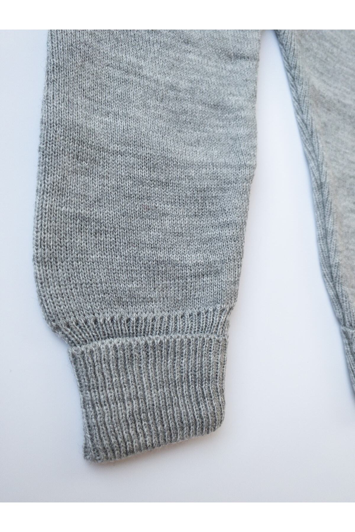 gogo bici Ayıcıklı Düğmeli Bebek Çocuk Triko Salopet Gri fotoğrafı 4 (önizleme)