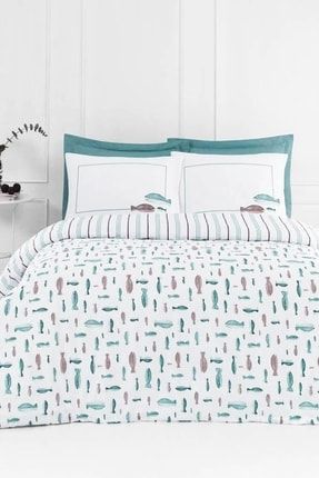 Çift Kişilik Pamuklu Nevresim Takımı Fitted Çarşaflı Lastikli Solomon Surf 1576409
