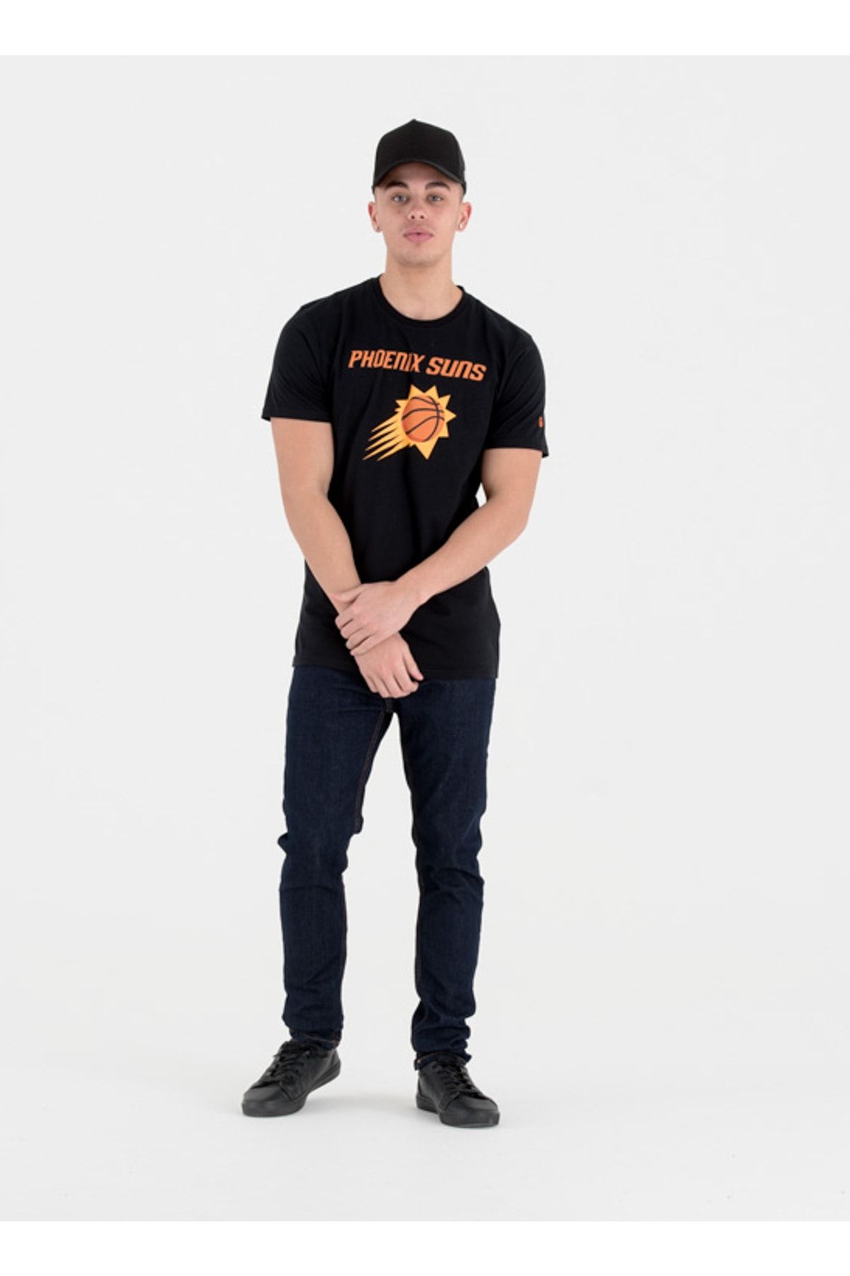 تی شرت مشکی مردانه یقه دوچرخه قالب طبیعی ساده T آرم تیم TEE BLK NEW ERA