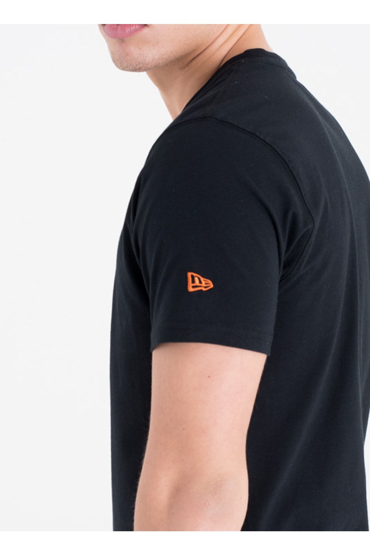 تی شرت مشکی مردانه یقه دوچرخه قالب طبیعی ساده T آرم تیم TEE BLK NEW ERA