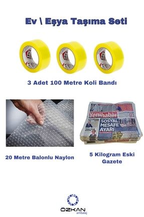 Ev Taşıma Eşya Seti / Balonlu Naylon / Koli Bandı / Eski Gazete 1036