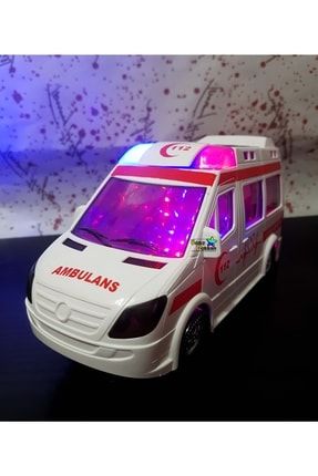Kutulu Işıklı Sesli Ambulans Oyuncak Ambulans Araba Çarp Dön 20 Cm yd-2803567658767