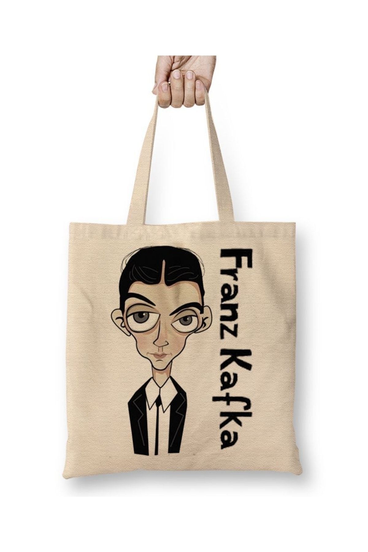 Baskı Dükkanı-Franz Kafka Cloth Bag Long Handle 1