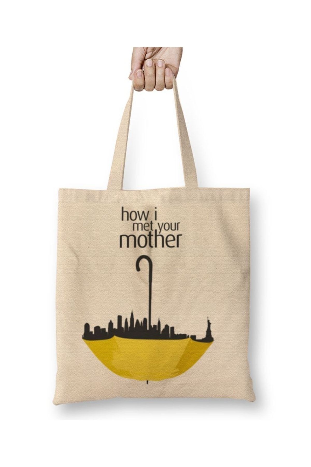 Baskı Dükkanı Cum Am Întâlnit-o Pe Mama Ta Geantă Din Pânză Cu Mâner Lung Unisex - One Size