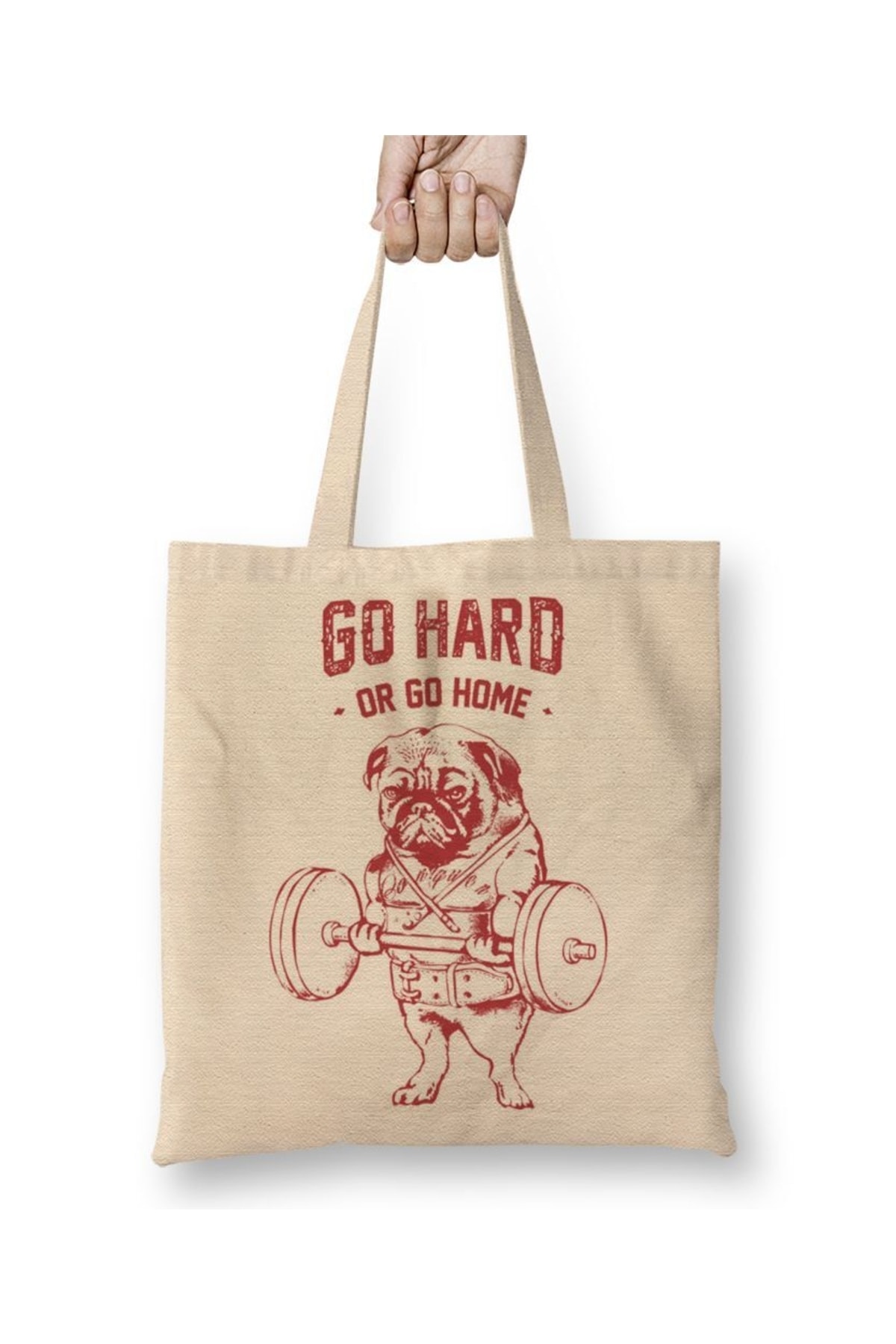 Pug Bodybuilder Work Hard Or Go Pug Dog Pug Cloth Bag Long Handle