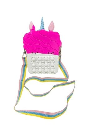 Unicorn Pop It Pembe Beyaz Renk Omuz Askılı Cüzdan Para Çantası Popit P7134S4110