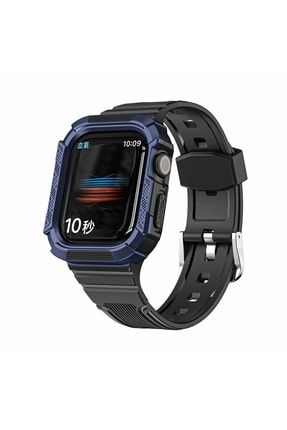 Apple Watch 7 45mm Kordon Ve Kasa Koruma Tank Siyah-lacivert RGT-TNK-WTCH745