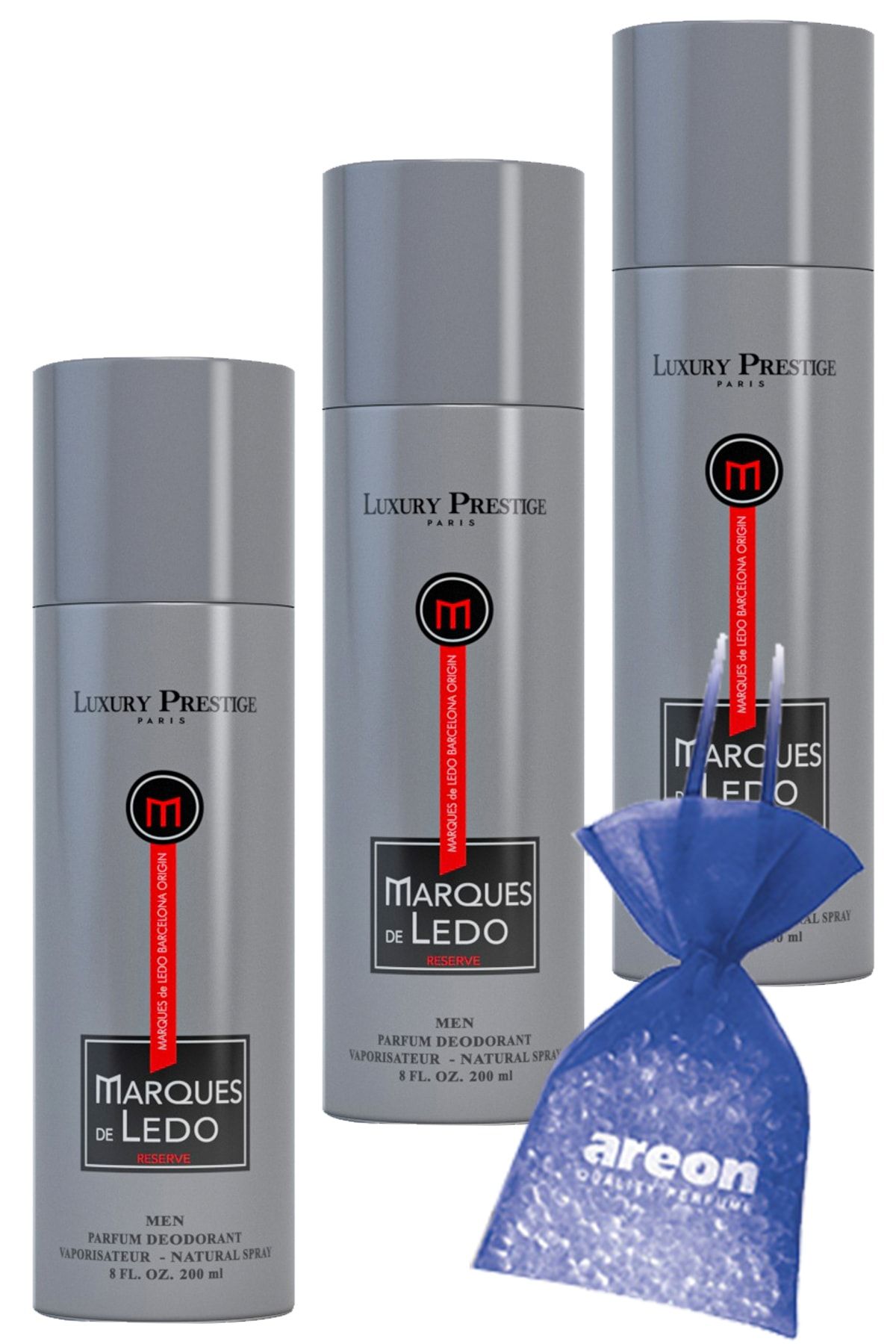 عطر مردانه Marques De Led Deo 200ml 3 بسته عطر Invictus + عطر کمد آرئون Luxury Prestige