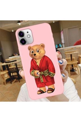 Iphone 11 Uyumlu Kılıf Röpteşambır Teddy Bear Lansman Silikon Kılıf Kapak Bilişim-ip11-pembe-teddy100