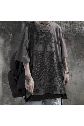 Skeleton Prince Of Roses Füme Oversize (UNİSEX) T-shirt LOOT0154