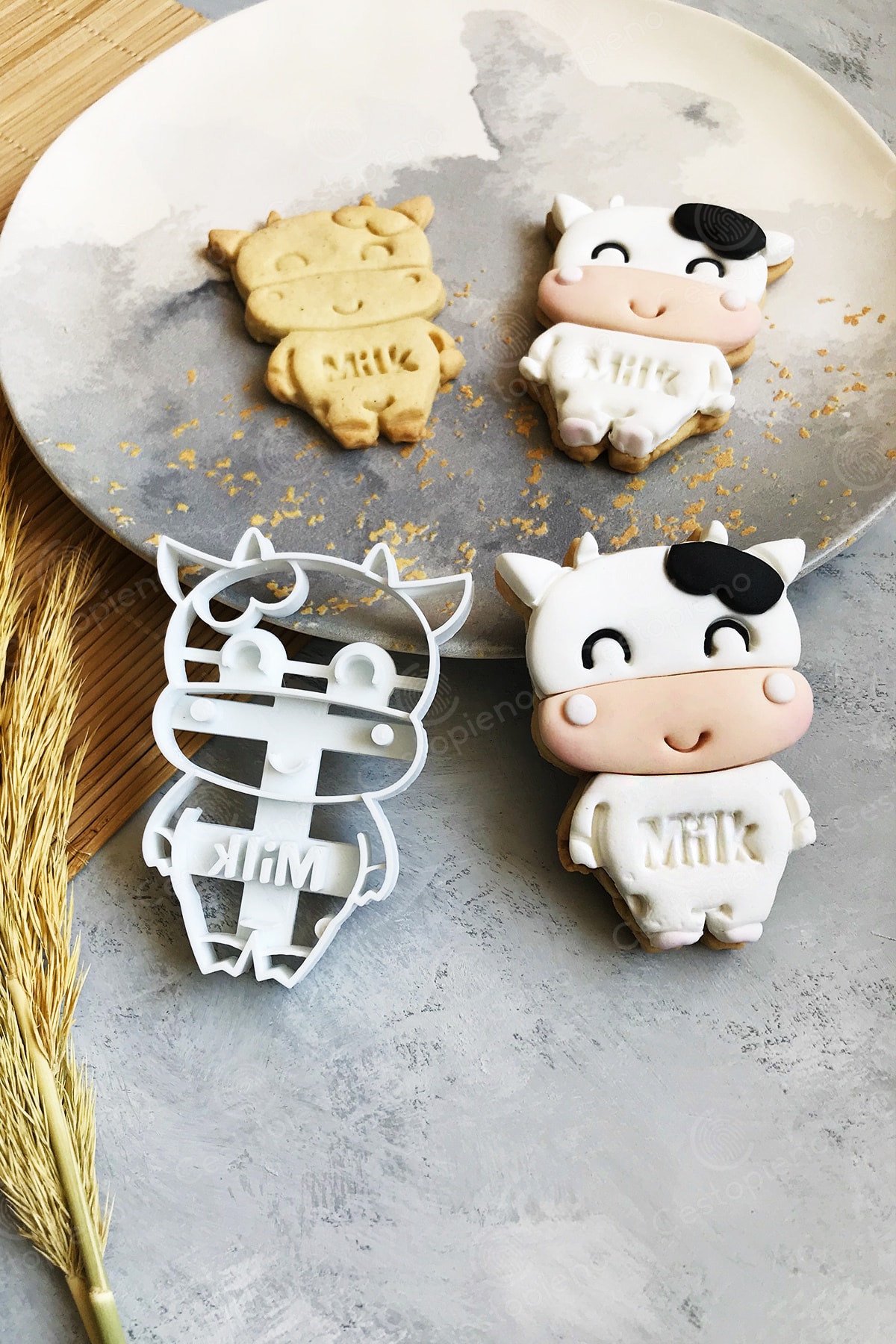 Cow Dough Shaper with Milk Written