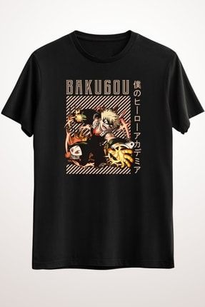 Erkek Siyah Anime My Hero Academia Bakugou Katsuki T-shirt Unisex Ds1388 DS1388