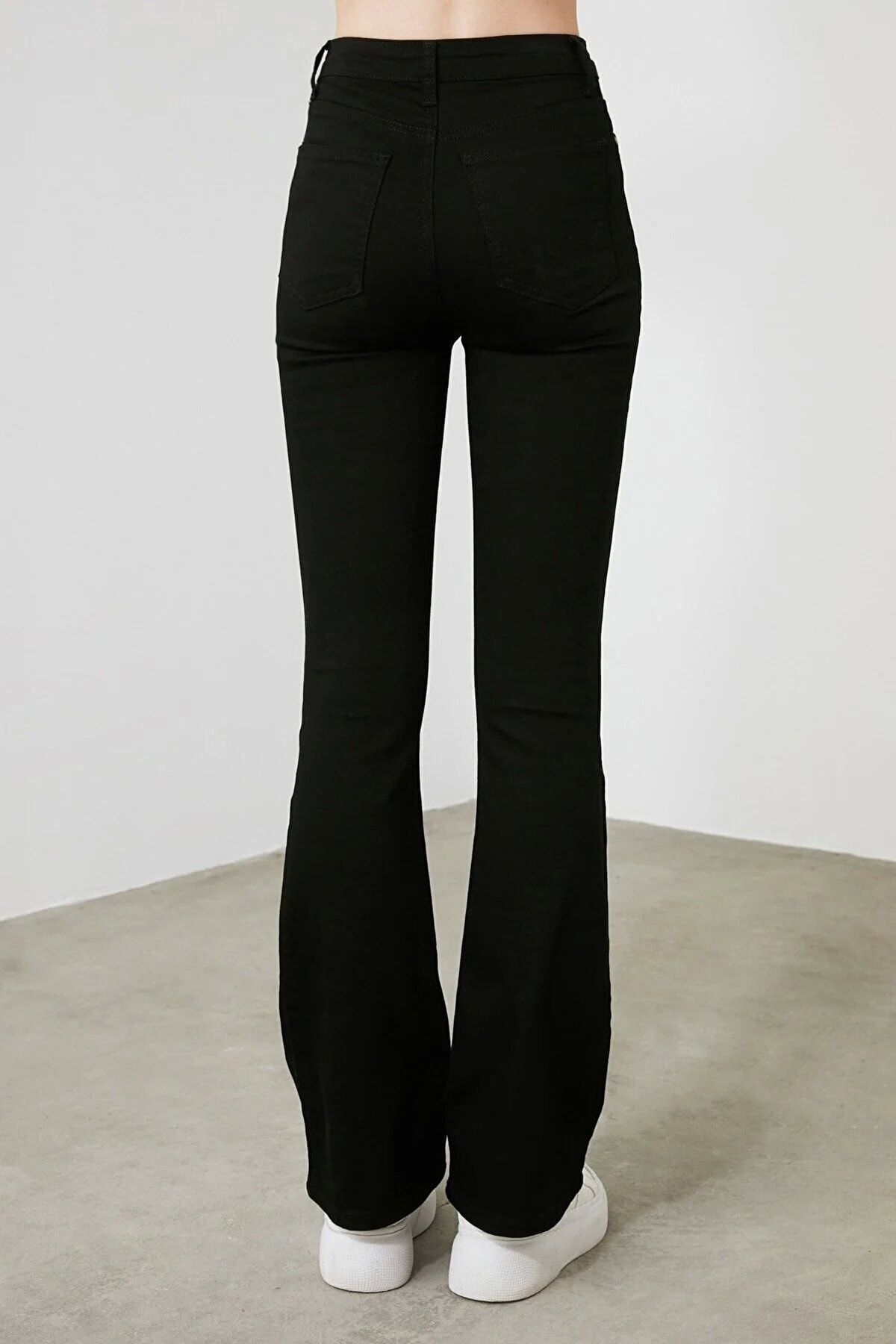 MAKRAS EXCLUSIVE-Tommy Women's Fadeless Black Super High Waist Lycra Flare Spanish Denim Trousers Jeans 3