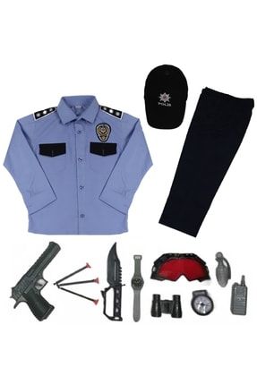 Unisex Çocuk Mavi Polis Kostümü Kıyafeti 3U20C20052
