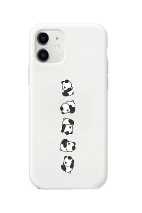 Iphone 11 Beyaz Lansman Panda Tasarımlı Içi Süet Kaplı Kılıf IP11-LP15