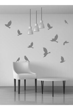 Uçan Kuşlar Dekoratif Duvar Sticker Kuş Sürüsü Gri (22 ADET) Ths-01-01-03 THS-01-01-00