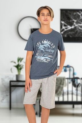Özkan 31928 Erkek Çocuk Garson Boy Örme Kısa Kollu Kapri Pijama Takımı