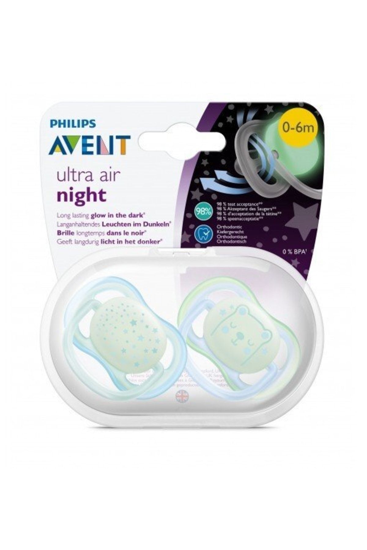 Philips Avent Ultra Air Night Karanlıkta Parlar Gece Emziği 0-6 Ay Erkek