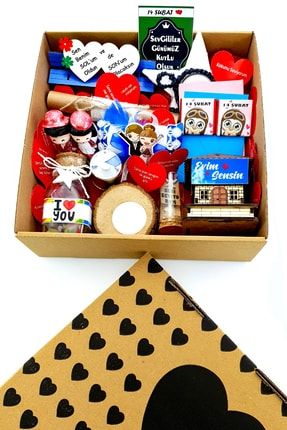 New Kraft Kutuda 14 Şubat Romantik Sevgiliye Sürpriz Hediye Paketi Sevgililer Günü 1bench7box5