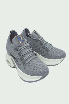 Gri - Dolgu Topuklu Air Tabanlı Spor Ayakkabı Sneaker Stv-300