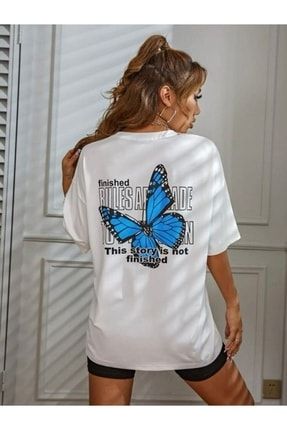 Sırt Baskılı Tasarım Tshirt TSHH-beyaz-Kelebek