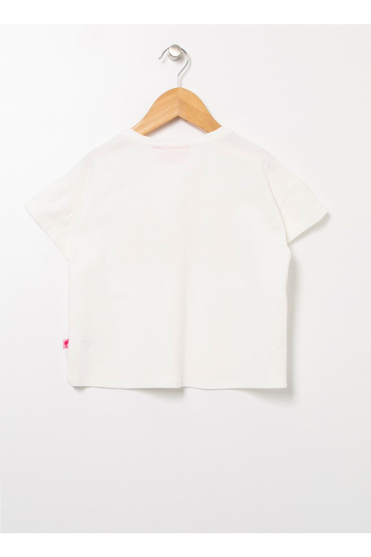 Bisiklet Yaka Standart Kalip Baskılı Ekru Kız Çocuk T-shirt - 22bs-140