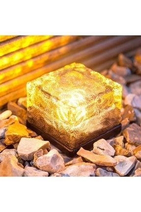 Solar Güneş Enerjili Buz Cam Zemin Dekoratif Bahçe Aydınlatma Led Kristal 477750