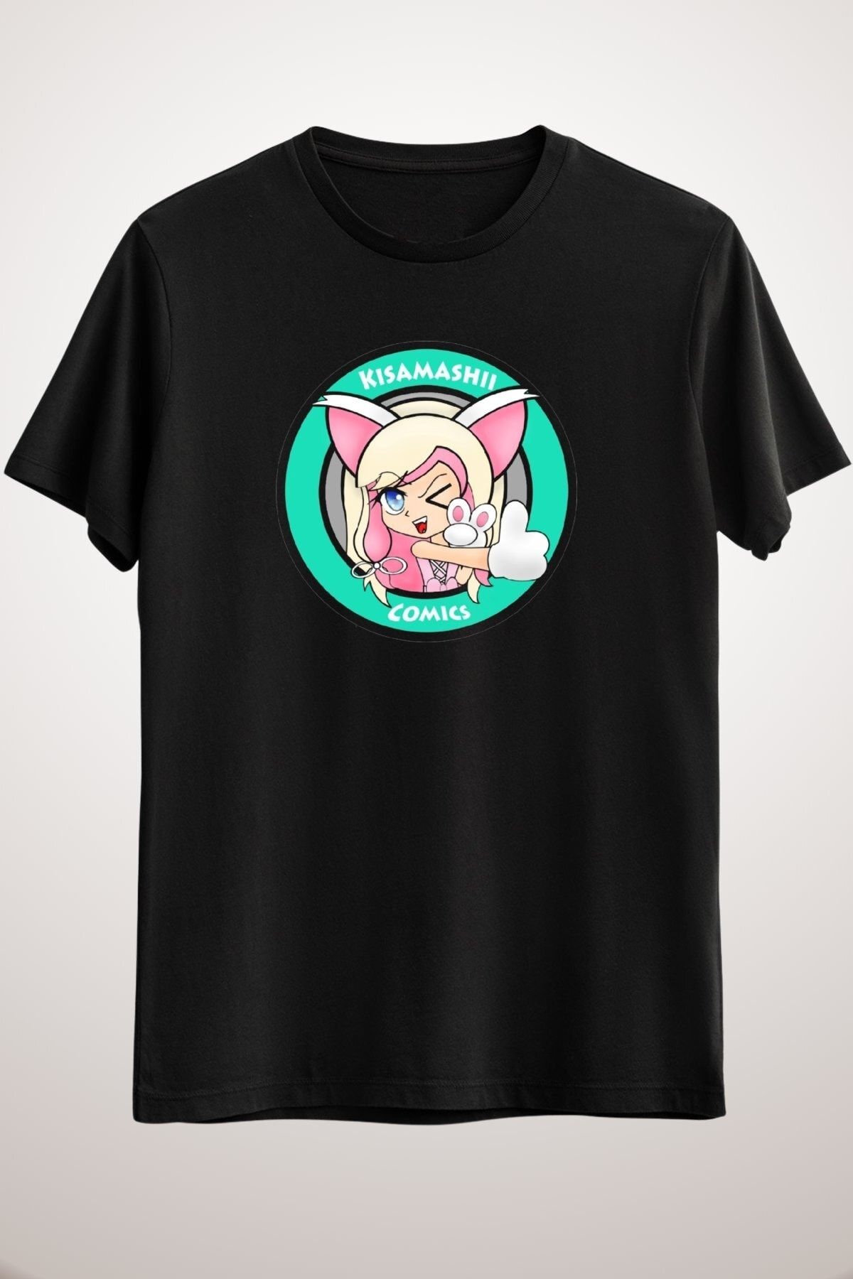 GreenMint Sigla Neagră Pentru Bărbați Cu Benzi Desenate Kisamashii Unisex - XL