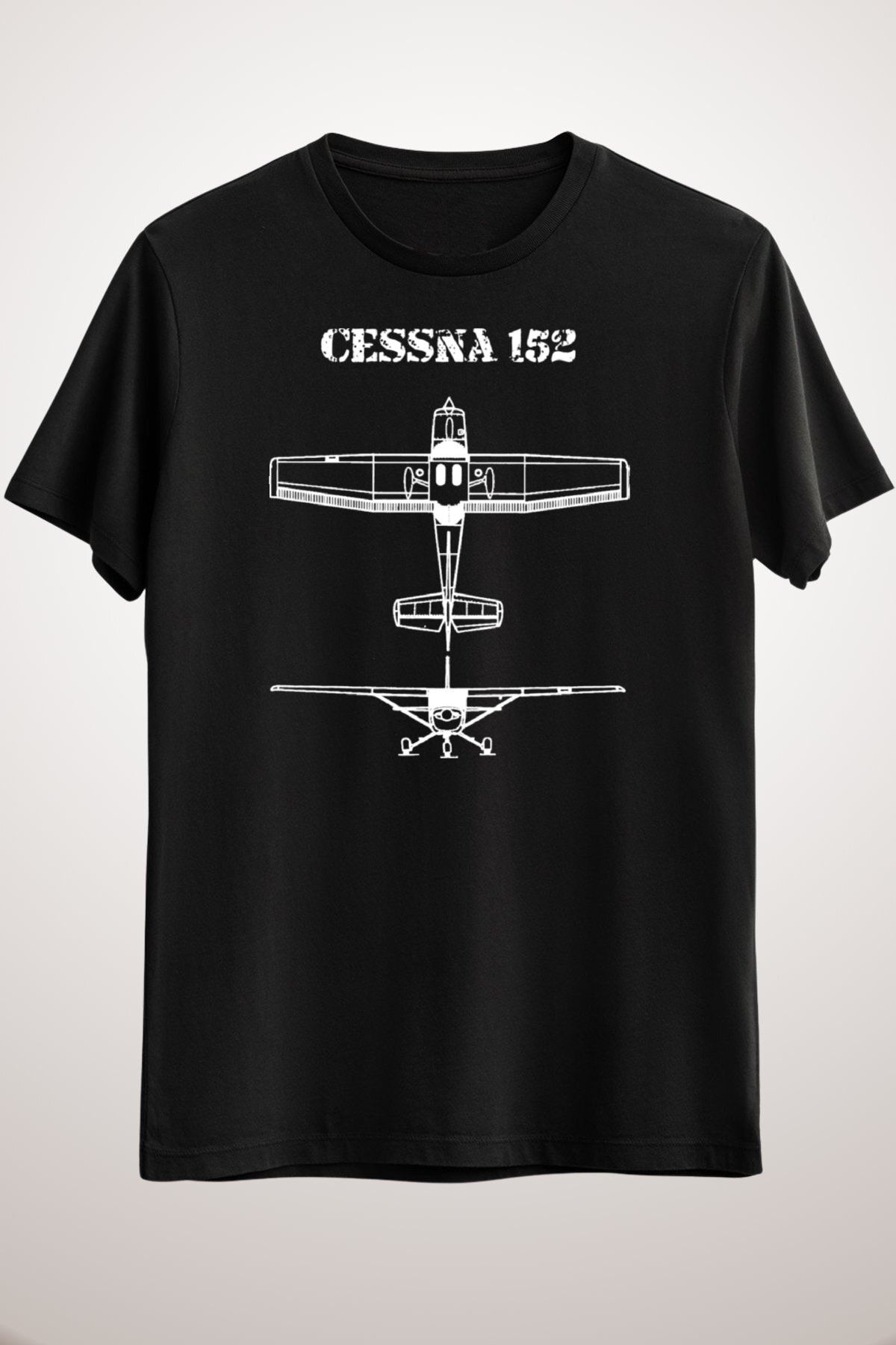 GreenMint Cadou Negru Pentru Bărbați Cessna 152 Blueprint! Unisex - L