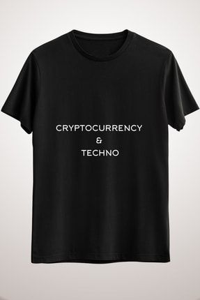 Unisex Siyah Cryptocurrency And Techno Premium T-shirt CR2232