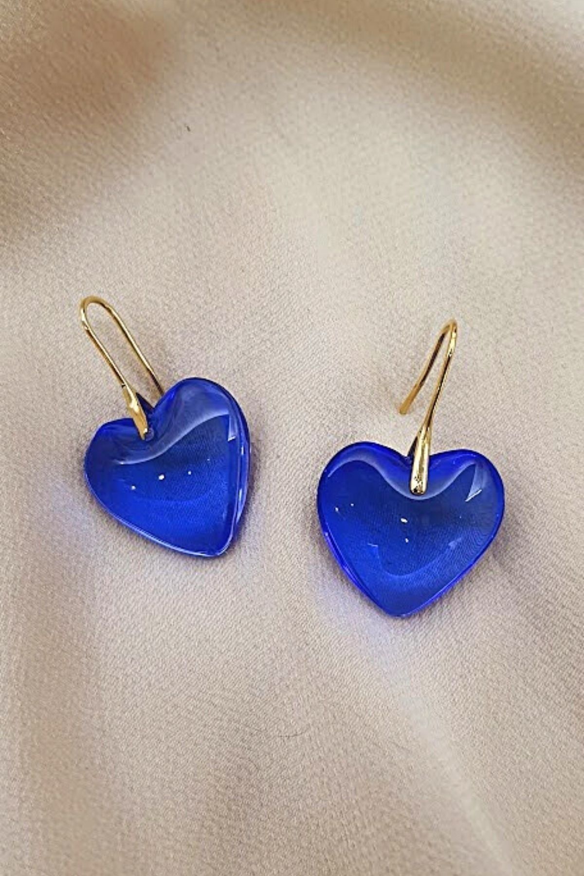 PETEK AKSESUAR Bonbon Heart Earrings Blue Trendyol