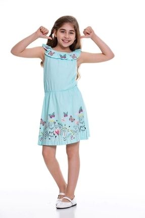 Kelebek Baskılı Kız Çocuk Elbise CCK26