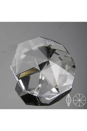 Aydınlatma Çift Delikli Kristal Octagon 14 Mm Kristal Sekizgen Avize Taşı ( 100 Adet ) avizetaşı14