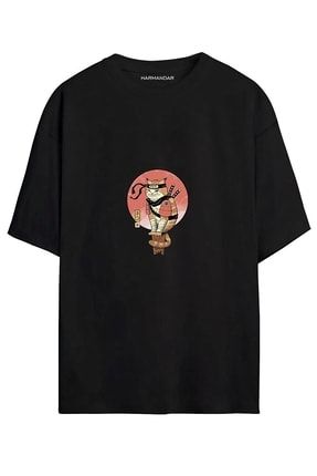 Japon Modası Baskılı Tasarım Tshirt TSHH-samuraycat