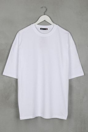 Beyaz Extra Oversize Basic Unisex Tshirt 816E0640