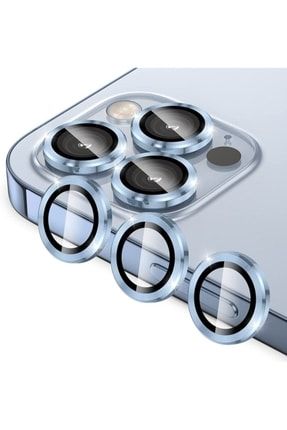 13 Pro Max Uyumlu Alüminyum Alaşım 3d Kamera Lens Koruyucu Sierra Mavisi 3'lü Set AG070734