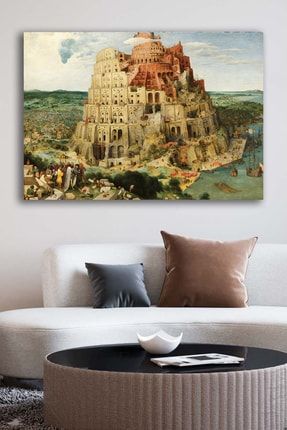 Kanvas Tablo Baskılı Dekoratif Yağlıboya Babil Kulesi Pieter Bruegel Ev Ofis Dekor Hediyelik Tablo D22