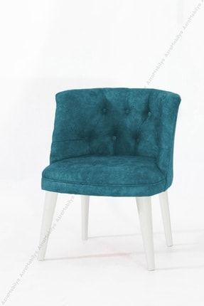 Berjer Tek Kişilik Koltuk - Sandalye - Ahşap Berjer - Beyaz Ayak - Su Yeşili BerjerYeniBeyaz