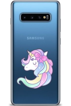 Samsung Galaxy S10 Plus Kılıf Hd Baskılı Kılıf - Unicorn Color + Temperli Cam tmsm-s10-plus-v-236-cm