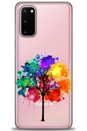 Samsung Galaxy S20 Kılıf Hd Baskılı Kılıf - Colored Tree + Temperli Cam tmsm-s20-v-244-cm