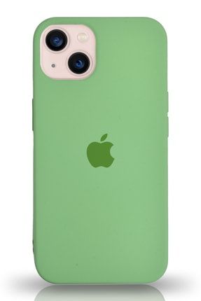 Iphone 13 Mini Uyumlu Logolu Silikon Kılıf Altı Kapalı İçi Kadife Lansman Arka Kapak Yeşil KZY_SİGN_IP13MNİ