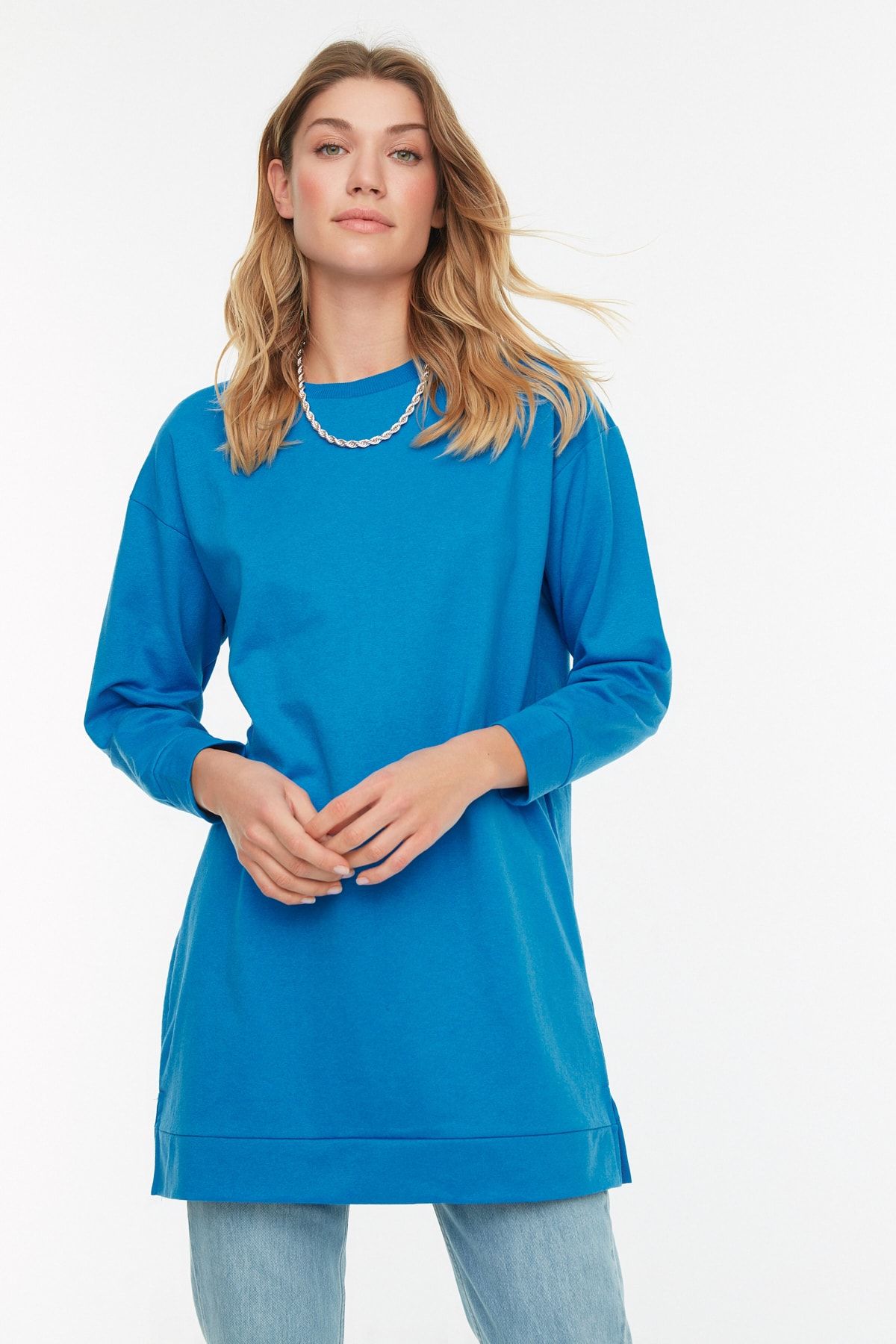 Trendyol Modest-Синьо-зелен 2 пакета трикотажни трикотажни суичъра с кръгло деколте TCTAW22TW0152 3