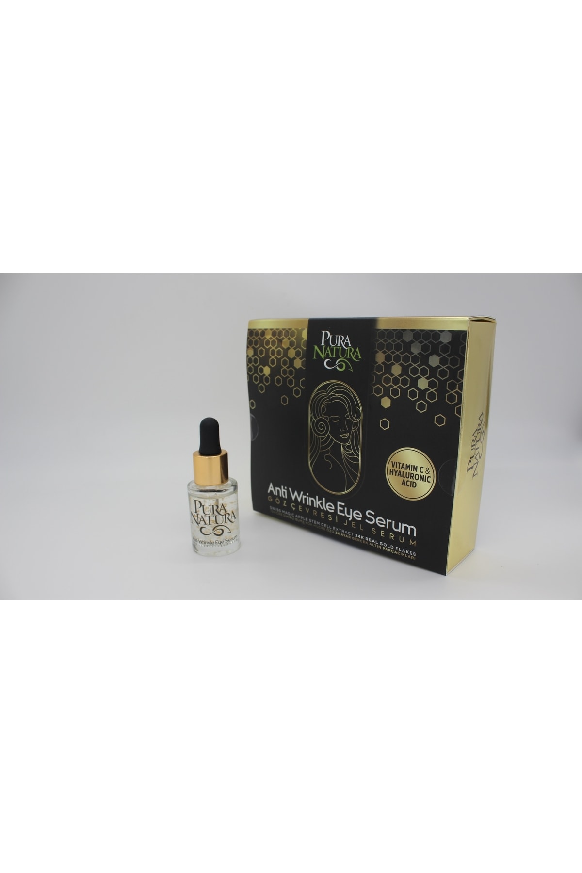 Pura Natura Gerçek Altın Parçacıklı Göz Çevresi Kırışıklık Serumu - 20 ml